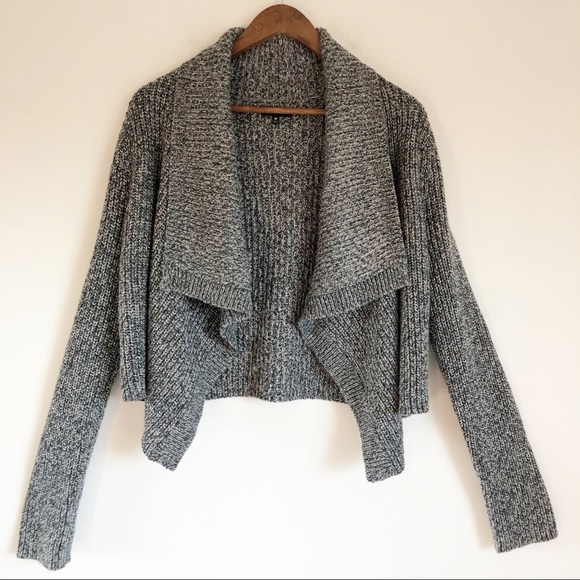 Express Marled Waterfall Cropped Cardigan Sweater Jacket, size Medium - Picture 7 of 16